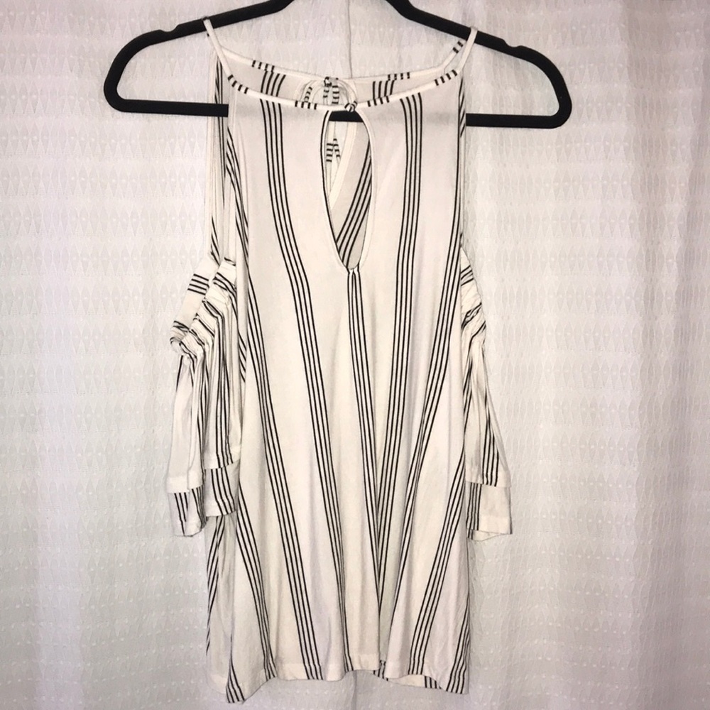American Eagle Striped off the Shoulder Shirt